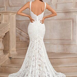 Mermaid Evening Gown Lace Wedding Prom Dress Sizes S to XL